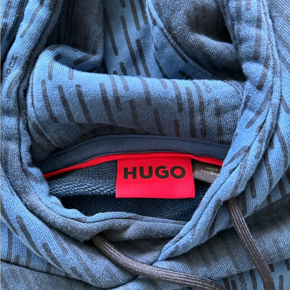 Hugo Blue Hooded Sweatshirt with Front Pockets - Picture 6 of 10
